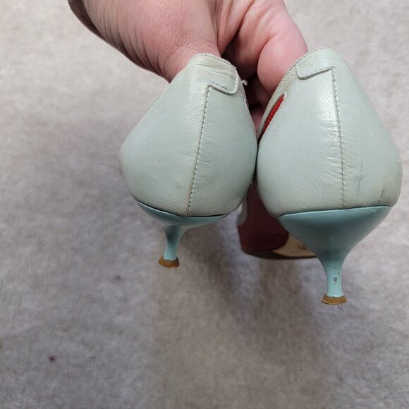 L'Autre Chose Fun Funky Pointed Toe Kitten Heels Size 38 - Picture 2 of 4